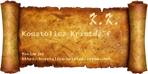 Kosztolicz Kristóf névjegykártya